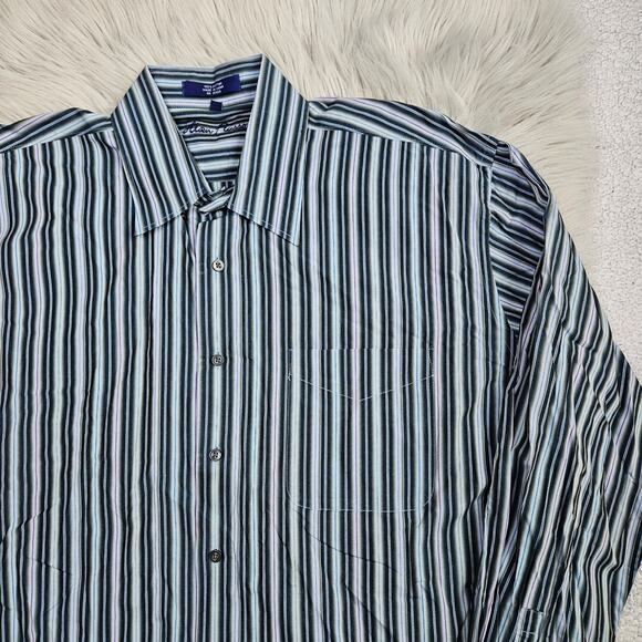 🦃 Mens Alan Flusser Cotton Casual Button Down Top Size Xl Multicolor Striped - Picture 7 of 11